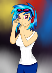 Size: 500x700 | Tagged: dead source, safe, artist:jaceleo, dj pon-3, vinyl scratch, female, humanized, solo