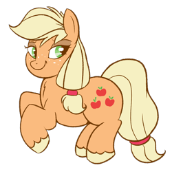 Size: 870x870 | Tagged: safe, artist:nenupharworld, applejack, earth pony, pony, apple, chubby, female, food, mare, simple background, solo, transparent background