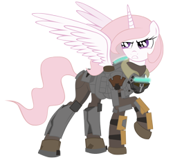 Size: 3588x3332 | Tagged: safe, artist:shadawg, princess celestia, alicorn, pony, crossover, dead space, high res, rig (dead space), simple background, transparent background