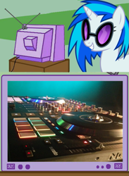 Size: 563x770 | Tagged: safe, dj pon-3, vinyl scratch, pony, unicorn, exploitable meme, ns7 ii, numark, tv meme