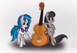 Size: 2647x1836 | Tagged: safe, artist:mrfulp, dj pon-3, octavia melody, vinyl scratch, earth pony, pony, cello, musical instrument