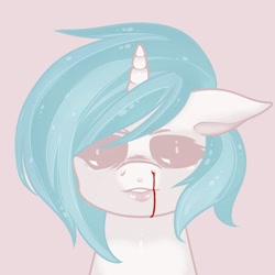 Size: 1000x1000 | Tagged: safe, artist:piranhabites, dj pon-3, vinyl scratch, pony, unicorn, female, horn, mare, nosebleed, white coat