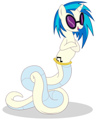 Size: 1024x1252 | Tagged: safe, artist:elsdrake, dj pon-3, vinyl scratch, lamia, original species, simple background, solo, species swap, transparent background, vector