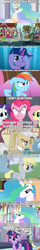 Size: 500x3087 | Tagged: safe, derpy hooves, mayor mare, pinkie pie, princess celestia, rainbow dash, twilight sparkle, alicorn, pegasus, pony, acting like kids, comic, disney, disney world, female, grounded, i just don't know what went wrong, mare, momlestia, weird