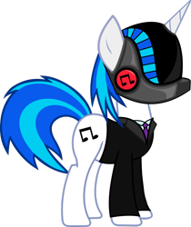 Size: 1024x1219 | Tagged: dead source, safe, artist:augnbanana, dj pon-3, vinyl scratch, pony, unicorn, clothes, cutie mark, daft punk, female, hooves, horn, mare, simple background, solo, suit, transparent background, vector