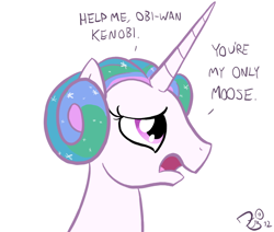 Size: 650x550 | Tagged: safe, princess celestia, alicorn, moose, pony, crossover, princess leia, star wars