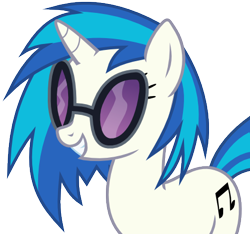 Size: 466x436 | Tagged: safe, dj pon-3, vinyl scratch, pony, unicorn, cutie mark, female, horn, mare, simple background, smiling, solo, sunglasses, svg, teeth, transparent background, vector