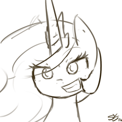 Size: 900x900 | Tagged: safe, artist:speccysy, princess celestia, alicorn, pony, female, grin, horn, mare, solo