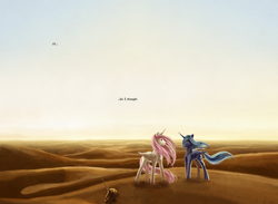 Size: 1590x1167 | Tagged: safe, artist:cosmicunicorn, princess celestia, princess luna, alicorn, pony, comic, dead, desert, discordantly, skull