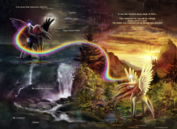 Size: 1590x1167 | Tagged: safe, artist:cosmicunicorn, princess celestia, princess luna, alicorn, pony, beautiful, comic, contrast, discordantly, scenery