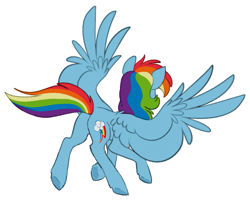 Size: 821x690 | Tagged: safe, artist:saphi-boo, rainbow dash, pegasus, pony, butt, female, mare, plot, rainbutt dash, rear view, simple background, solo, spread wings, underhoof, white background, wings