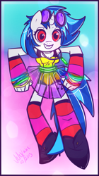 Size: 619x1106 | Tagged: safe, artist:velexane, dj pon-3, vinyl scratch, anthro, dancing, glowstick