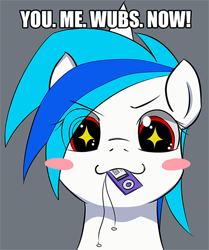 Size: 500x597 | Tagged: safe, artist:dream-phoenix, artist:rigi, dj pon-3, vinyl scratch, pony, unicorn, ipod, mouth hold, mp3 player, solo, wub, you. me. x. now.