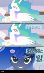 Size: 900x1512 | Tagged: safe, artist:anonymous, princess celestia, princess luna, alicorn, pony, comic:stay with me sister, bath, bedroom eyes, comic, eyes closed, eyeshadow, female, frown, grin, implied incest, incest, lesbian, lip bite, looking at you, plot, princest, shipping, smiling, spa, spread wings, steam, wide eyes