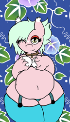 Size: 1080x1876 | Tagged: safe, artist:an-tonio, artist:tian, oc, oc only, oc:parlor heart, bat pony, pony, belly, big belly, chubby, clothes, collar, dummy thicc, socks