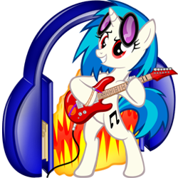 Size: 256x256 | Tagged: safe, artist:shadowhedgiefan91, dj pon-3, vinyl scratch, pony, unicorn, audacity, guitar