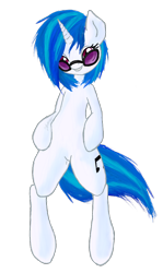 Size: 594x996 | Tagged: safe, artist:roadsiderowan, artist:roadsiderowank, dj pon-3, vinyl scratch, pony, bipedal, solo