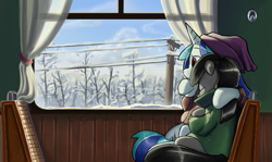 Size: 995x593 | Tagged: safe, artist:rublegun, dj pon-3, octavia melody, vinyl scratch, earth pony, pony, animated at source, bipedal, clothes, female, lesbian, scratchtavia, shipping, snow, train, winter