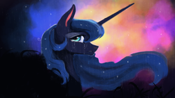 Size: 1920x1080 | Tagged: safe, artist:hierozaki, princess luna, alicorn, pony, crying, rain, sad, solo