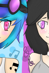 Size: 459x682 | Tagged: safe, artist:clobug98, dj pon-3, octavia melody, vinyl scratch, humanized