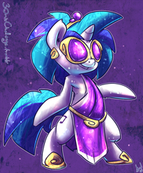 Size: 826x1000 | Tagged: safe, artist:atryl, dj pon-3, vinyl scratch, pony, unicorn, alternate hairstyle, clothes, crystallized, toga