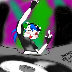 Size: 500x500 | Tagged: safe, artist:darkonix, dj pon-3, vinyl scratch, anthro, 30 minute art challenge