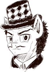 Size: 1200x1756 | Tagged: safe, artist:shinycyan, derpibooru import, pony, crossover, jojo's bizarre adventure, monochrome, ponified, solo, william zeppeli