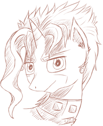 Size: 1591x1936 | Tagged: safe, artist:shinycyan, derpibooru import, pony, crossover, jojo's bizarre adventure, monochrome, noriaki kakyoin, ponified, solo