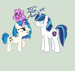 Size: 900x847 | Tagged: safe, dj pon-3, shining armor, vinyl scratch, pony, unicorn, female, horn, magic, mare, white coat