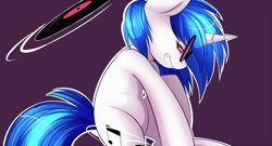 Size: 1000x540 | Tagged: safe, artist:spittfireart, dj pon-3, vinyl scratch, pony, unicorn, female, mare, solo, two toned mane, white coat