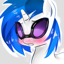 Size: 500x500 | Tagged: safe, artist:marinakirby, dj pon-3, vinyl scratch, pony, unicorn, blushing, solo