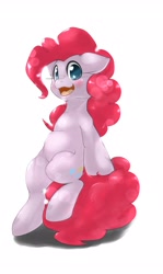 Size: 2018x3375 | Tagged: safe, artist:kurogewapony, pinkie pie, earth pony, pony, blushing, chubbie pie, chubby, cute, diapinkes, female, looking at you, mare, simple background, solo, white background