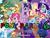 Size: 900x675 | Tagged: safe, apple bloom, applejack, braeburn, cranky doodle donkey, derpy hooves, dj pon-3, fluttershy, octavia melody, pinkie pie, princess celestia, princess luna, rainbow dash, rarity, scootaloo, snails, snips, spike, sweetie belle, tom, twilight sparkle, vinyl scratch, alicorn, donkey, dragon, earth pony, pegasus, pony, unicorn, crossover, golden oaks library, mario party, mario party 6, nintendo, parody, super mario bros., twilight is not amused, unamused, wall of tags