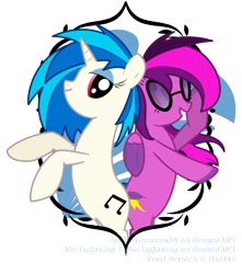 Size: 580x656 | Tagged: dead source, safe, artist:humana58, dj pon-3, vinyl scratch, oc, pegasus, pony