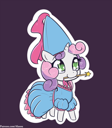 Size: 1225x1400 | Tagged: safe, artist:alasou, derpibooru import, sweetie belle, chibi, clothes, costume, cute, diasweetes, princess, solo, wand