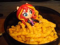 Size: 4000x3000 | Tagged: safe, artist:genie-dragon, sunset shimmer, equestria girls, doll, equestria girls minis, eqventures of the minis, food, irl, micro, photo, solo, toy