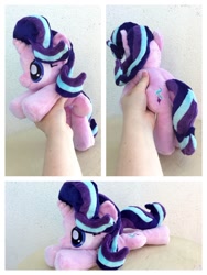 Size: 1024x1365 | Tagged: safe, artist:equinepalette, starlight glimmer, human, pony, unicorn, beanie (plushie), cute, glimmerbetes, hand, happy, irl, micro, photo, plushie