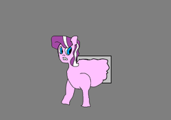 Size: 1392x972 | Tagged: safe, artist:coltfan97, diamond tiara, pony, 1000 hours in ms paint, chubby, chubby diamond, colored, flat colors, low quality, solo, stuck, window