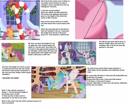 Size: 2816x2328 | Tagged: safe, princess celestia, rarity, scootaloo, sweetie belle, twilight sparkle, alicorn, pony, unicorn, 8 foot candy cane, candy cane, geometry, high res, math, size chart, text