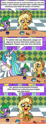 Size: 1024x2717 | Tagged: safe, artist:aleximusprime, artist:frank1605, applejack, princess celestia, spike, alicorn, dragon, earth pony, pony, comic, spanish, translation