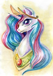 Size: 625x897 | Tagged: safe, artist:maytee, princess celestia, alicorn, pony, bust, portrait, solo, traditional art