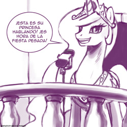 Size: 800x800 | Tagged: safe, artist:johnjoseco, princess celestia, alicorn, pony, ask princess molestia, princess molestia, spanish, translation