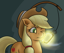 Size: 1200x1000 | Tagged: safe, artist:mkogwheel, derpibooru import, applejack, earth pony, pony, dragon dropped, angry, bump, female, lamp, lantern, mare, scene interpretation, solo