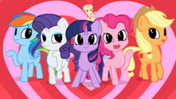 Size: 1280x720 | Tagged: safe, artist:fimflamfilosophy, applejack, fluttershy, pinkie pie, rainbow dash, rarity, twilight sparkle, twilight sparkle (alicorn), alicorn, earth pony, pony, crossover, cute, looking at you, mane six, micro, the nepotism adventure series, the powerpuff girls