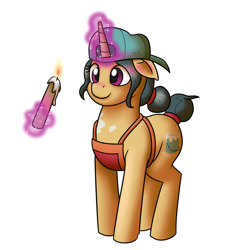 Size: 2000x2000 | Tagged: safe, artist:mkogwheel, derpibooru import, fresh coat, pony, unicorn, candle, cute, levitation, magic, shading, simple background, solo, telekinesis, white background