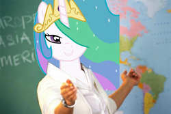 Size: 624x417 | Tagged: safe, princess celestia, alicorn, pony, female, meme, teacher, terrible teacher