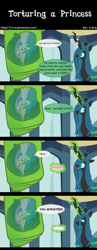 Size: 2290x5900 | Tagged: safe, artist:j-z-a, princess celestia, queen chrysalis, alicorn, changeling, changeling queen, pony, a canterlot wedding, cake, cocoon, comic, female