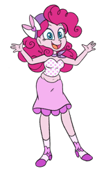 Size: 550x900 | Tagged: safe, artist:carouselunique, pinkie pie, equestria girls, bare shoulders, belly button, chubbie pie, chubby, clothes, midriff, muffin top, plump, simple background, skirt, sleeveless, solo, strapless, transparent background