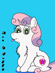 Size: 1628x2162 | Tagged: safe, artist:puffydearlysmith, sweetie belle, pony, unicorn, chest fluff, chubbie belle, chubby, cute, diasweetes, double chin, female, filly, looking at you, plump, tongue out