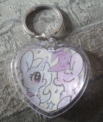 Size: 551x650 | Tagged: safe, artist:slightlyshade, derpibooru import, starlight glimmer, trixie, pony, female, jewelry, lesbian, pendant, photo, shipping, startrix, traditional art